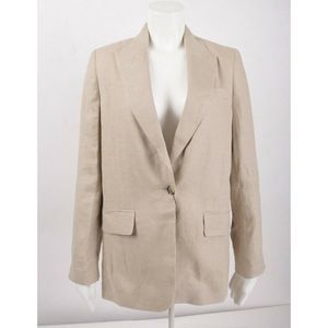 Zara Womans Suit Jacket Blazer Size XS Tan Mink Linen 3/4 sleeve 7720/805 NWT